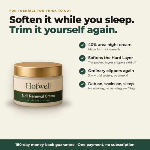 40% urea night cream that softens thick toenails so you can trim them yourself